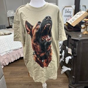 Graphic Dog Print Beige T-Shirt